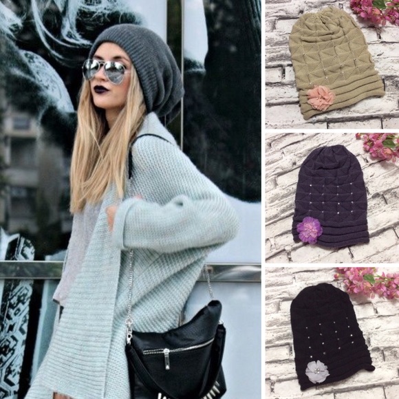 🌺 BEANIE HIPSTER BOHO FLOWER FLORAL CAP TRENDY BLING BAGGY RUSTIC CUSTOM KIND - Picture 8 of 8